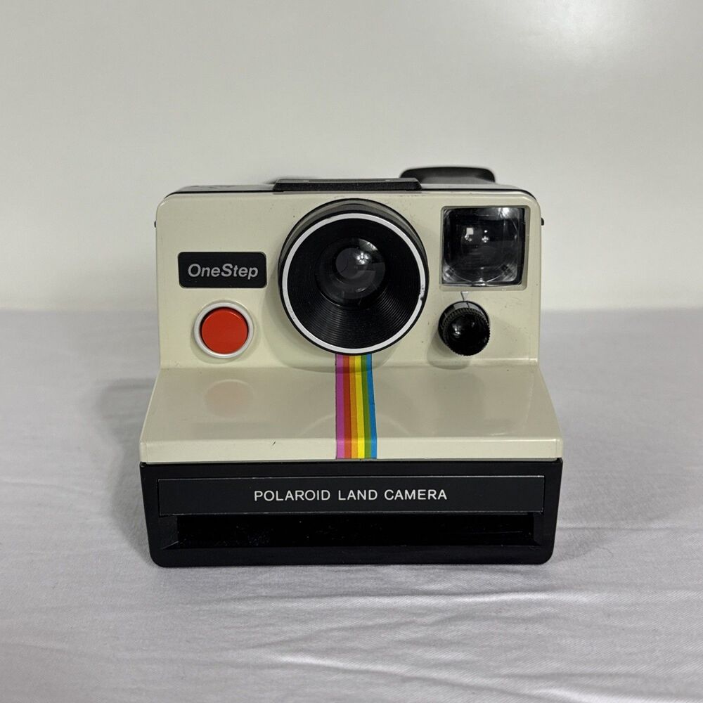 Polaroid One Step SX-70 Land Camera Rainbow Stripe Strap Included Instamatic Vtg